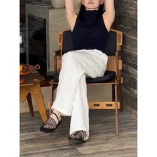 2025新款夏季白色纯亚麻裤子女薄款宽松垂感小个子休闲直筒阔腿裤