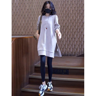 宽松显瘦圆领加厚卫衣裙 卫衣女遮屁股2025秋冬新款 欧货女装 中长款