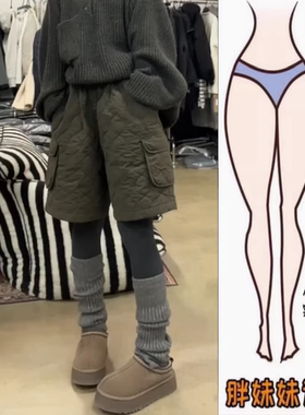 今年流行百搭休闲夹棉短裤2025年冬季新款高腰显瘦宽松中裤