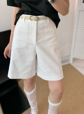 高级感白色短裤五分裤女夏季新款显瘦直筒欧洲站气质休闲西装中裤