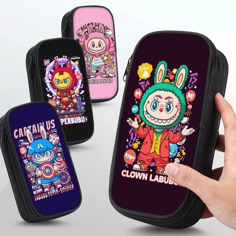 labubu漫威二创笔袋大容量多层分隔多功能收纳袋小学生文具袋铅笔