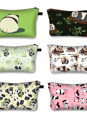 跨境新熊猫 高清数码印花化妆包手拿收纳洗漱包 懒人便携旅行包