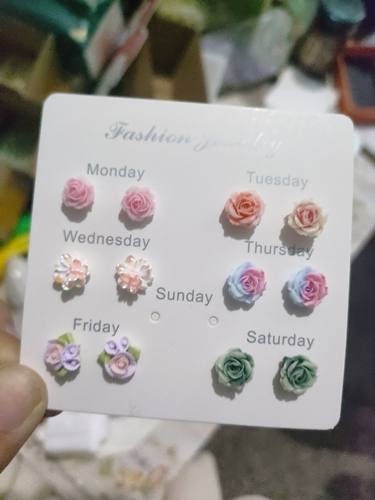 小清新甜美花朵银针小耳钉组合套装精致百搭糖果色可爱耳环女夏季
