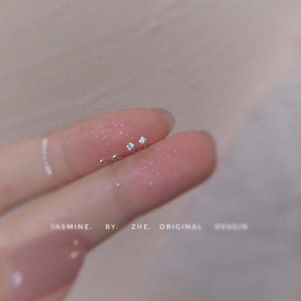 敲迷你养耳小耳钉隐形闪亮耳骨钉 小豆豆办公室学生简约免摘耳钉