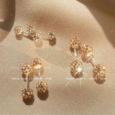 请你吃糖~糖果色闪钻圆球耳钉女钛钢耳饰耳环个性养耳洞耳骨钉