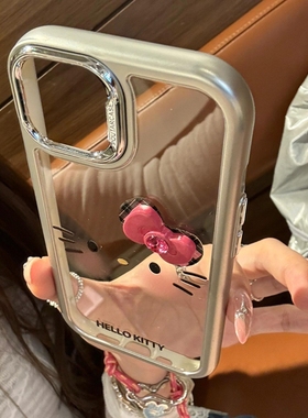 KT猫立体蝴蝶结适用三星s24plus手机壳s23fe卡通note20ultra可爱a04女a14新款a21s透明a31防摔a34/a55/a73