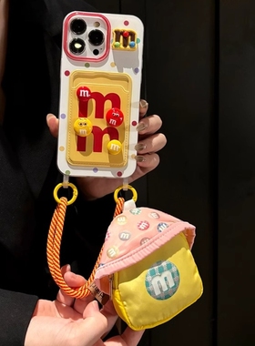 MM豆豆手拎挂绳适用三星s24ultra手机壳s23+/s20fe新款a06/a12可插卡a14卡通防摔a25硅胶a35卡包a52s/a54/a55