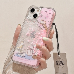 a53防摔a54 粉色樱桃猫咪适用三星s24ultra手机壳s23 a35卡通a52s a04少女心a15可爱a24新款 a71 s21fe流沙s8