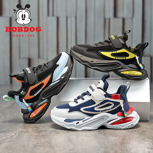 巴布豆童鞋皮面防水秋季新款儿童专用跑步鞋轻便防滑户外休闲跑鞋