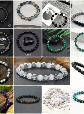 爆款天然虎眼石，黑曜时尚手串女士男士手链包邮