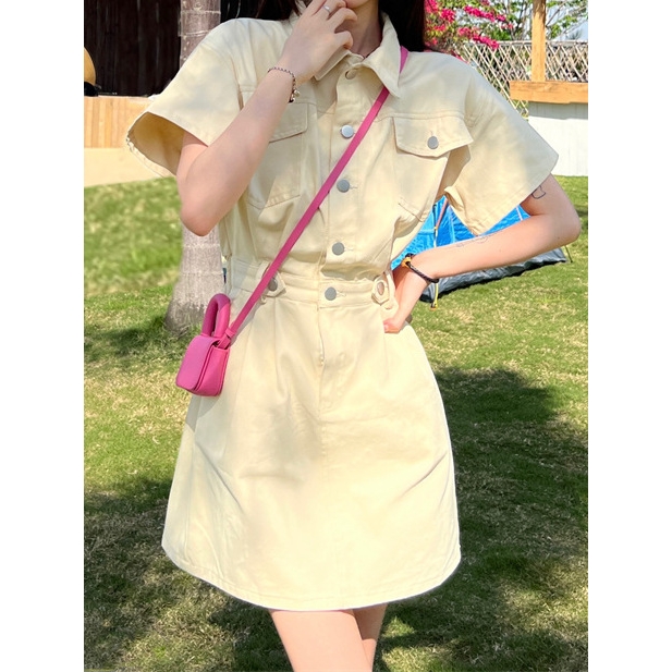 大码多巴胺牛仔连衣裙子女装2025新款夏季小个子甜美微胖穿搭显瘦