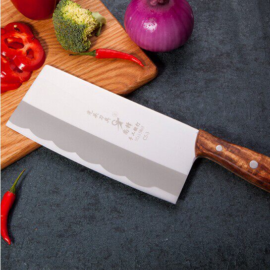 尚锋刀具 光头菜刀厨刀 厨房不锈钢切片刀具恒温锻打黄花梨柄桑刀