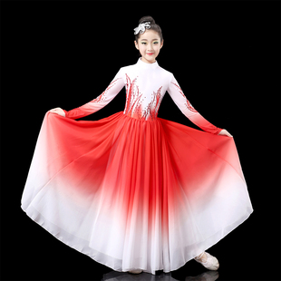 儿童演出服大摆裙万疆灯火里的中国舞蹈合唱服现代开场舞蹈表演服