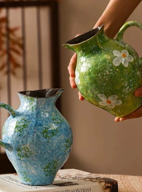 景德镇复古陶瓷花瓶手工手绘插花花器客厅摆件绿植水培H0630Y3
