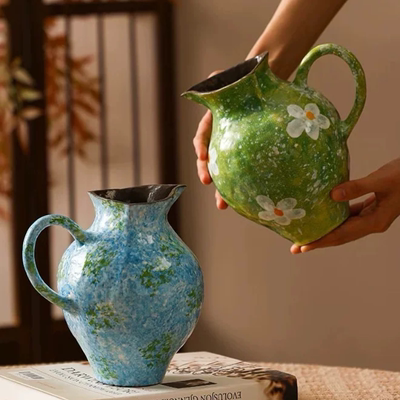 景德镇复古陶瓷花瓶手工手绘插花花器客厅摆件绿植水培H0630Y3