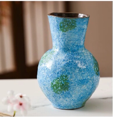 景德镇陶瓷花瓶摆件客厅插花器复古器手绘蓝色小花瓶个鲜花花瓶