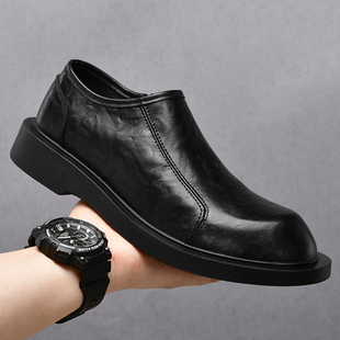 皮鞋男款真皮2026新款冬季加绒软底一脚蹬男士商务正装休闲鞋男鞋