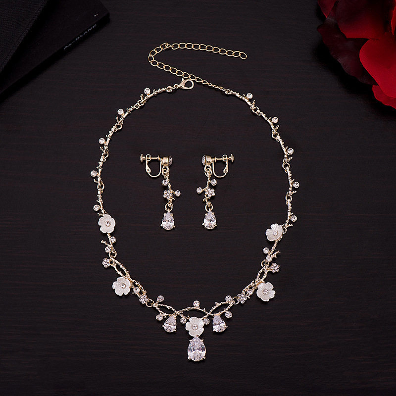 韩式气质新娘项链耳环套装婚纱
