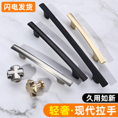 欧式 柜门橱柜抽屉柜子轻奢简约衣柜门把手北欧黑色现代单孔拉手