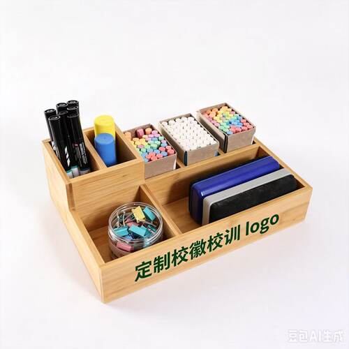 手工竹木桌面收纳大众中式粉笔盒