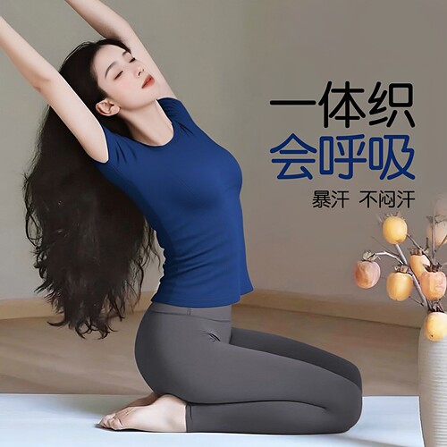 无缝短袖速干瑜伽T恤女套装