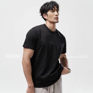 运动健身速干高领圆领收袖 休闲纯色短袖 口 T恤男士 索罗娜凉感爆袖