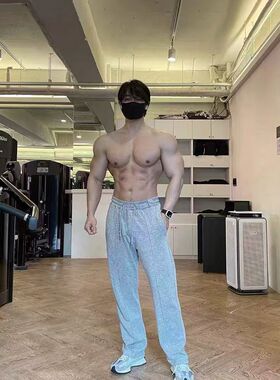 秋冬季训练宽松坠感高街美式撸铁灰色卫裤长裤男运动健身直筒裤子