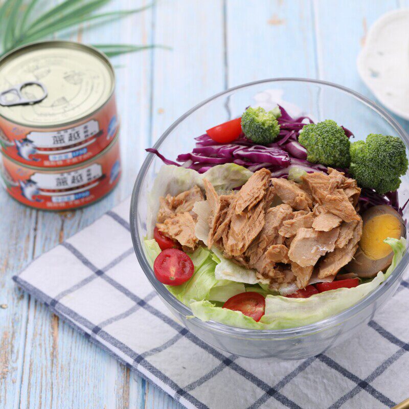 蓝越油浸甜辣味金枪鱼罐头即食吞拿鱼肉寿司拌饭沙拉175g餐饮商用