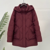 羽绒服中老年连帽宽松中长款 冬季 妈妈装 加厚保暖纯色奶奶拉链外套