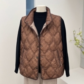 秋冬90绒妈妈装 羽绒服坎肩马夹中老年保暖纯色无袖 盘扣马甲上衣女