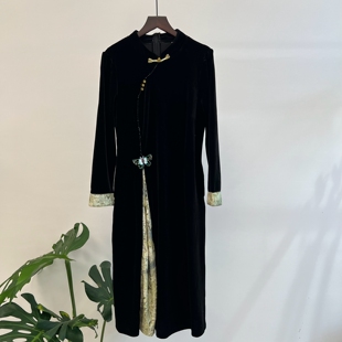 中老年妈妈装秋季新款金丝绒连衣裙奶奶外婆老人春秋旗袍长裙子女