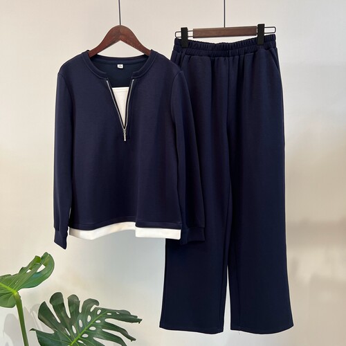 春秋中老年两件套时尚新款卫衣女