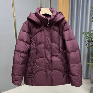 冬季新品中年气质妈妈装羽绒服加厚保暖外套中长款连帽纯色上衣女