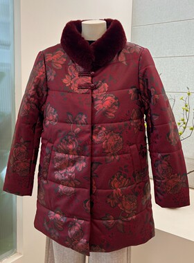 冬季老年人中长款棉服外套奶奶