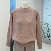 加绒加厚中老年妈妈装 冬季 新款 毛衣半高领宽松纯色刺绣奶奶上衣女