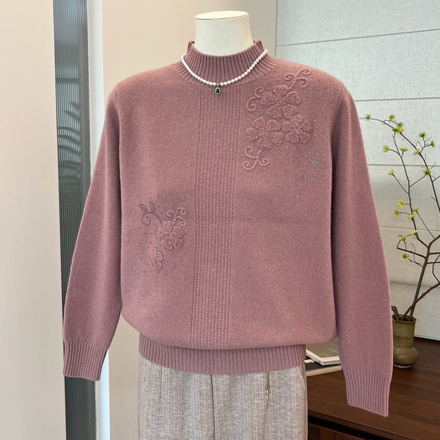 100纯羊毛妈妈装半高领秋冬
