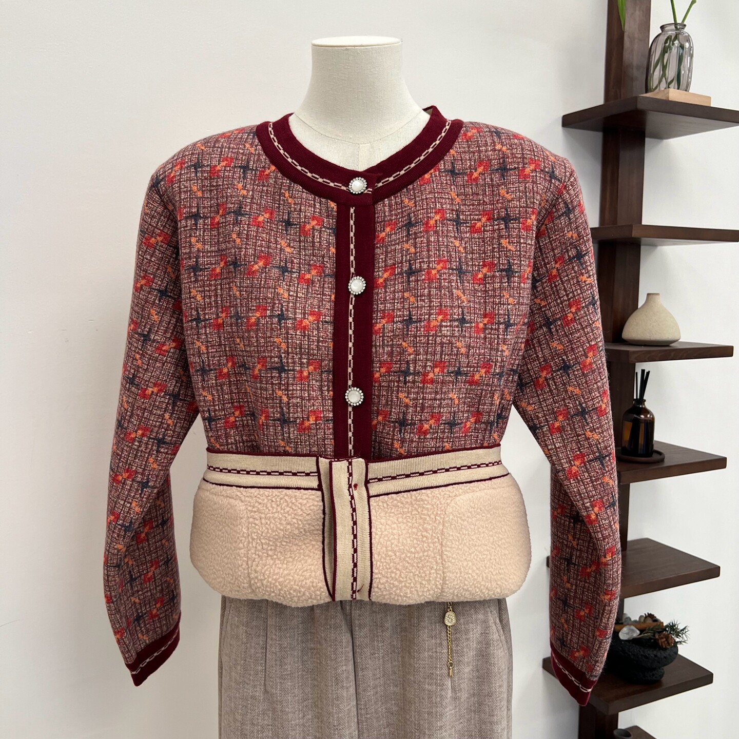 冬季中老年胖妈妈宽松大码加绒外套圆领花色保暖奶奶老人上衣女装