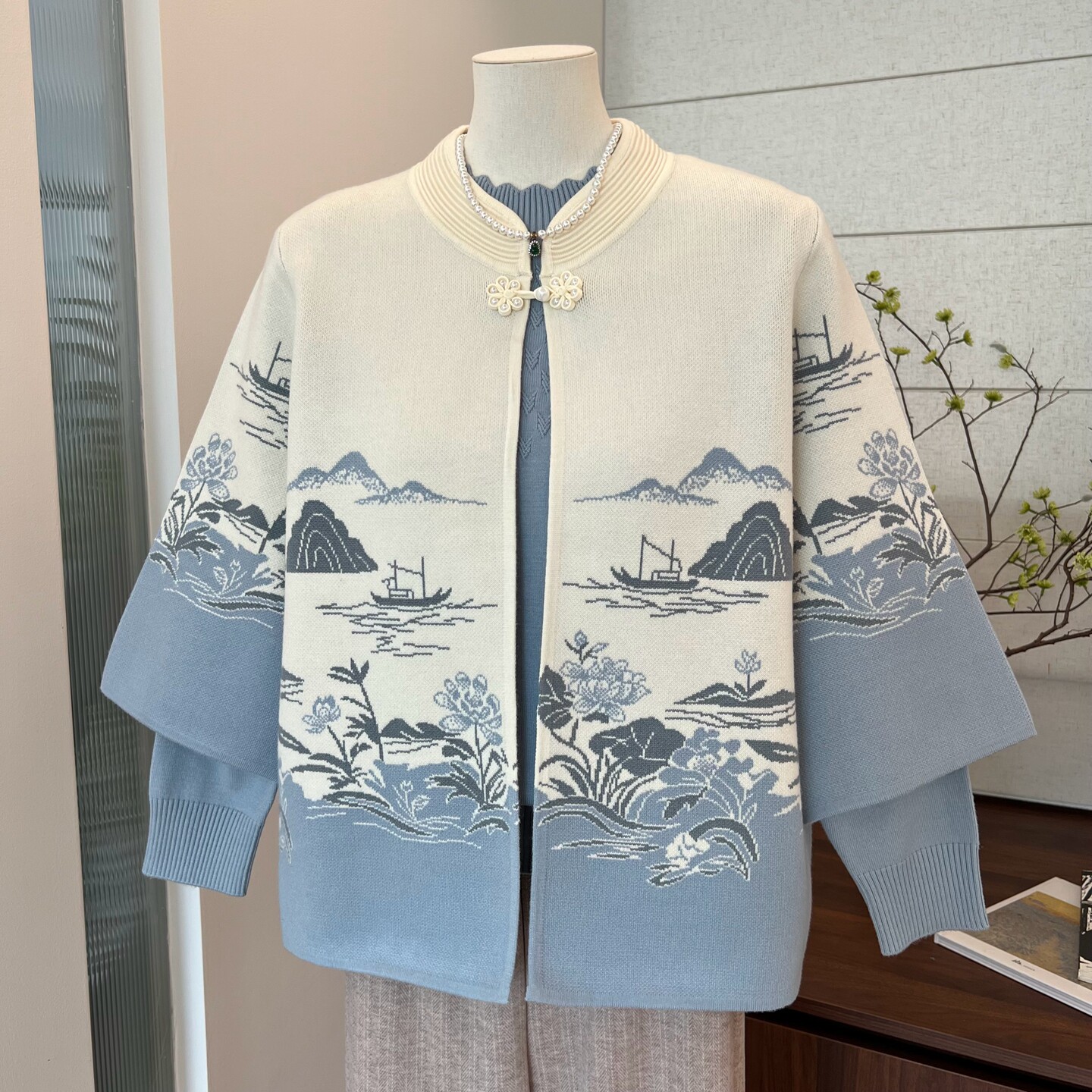 中式秋冬妈妈装两件套厚款上衣