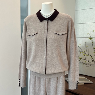 秋冬100纯羊毛套头衫POLO翻领中年女士毛衣简约显瘦羊毛保暖上衣