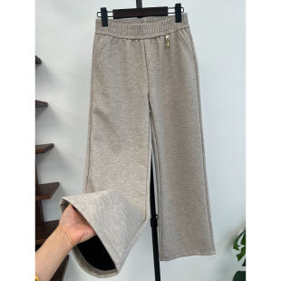 中年妈妈裤子春秋新款洋气中老年女纯色高腰松紧带秋季直筒裤外穿
