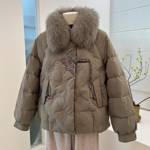 冬季加厚毛领妈妈装羽绒服外套