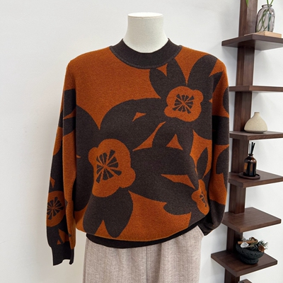 2025秋冬新款妈妈装半高领针织