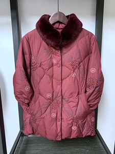 商场货中老年人冬季保暖加厚羽绒服妈妈复古白鸭绒老太太外套上衣