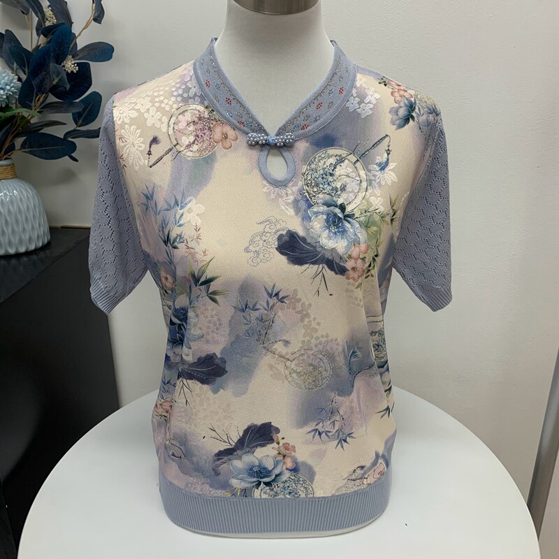 夏季T恤短袖奶奶装宽松套头国风旗袍领中老年妈妈老人短款上衣女