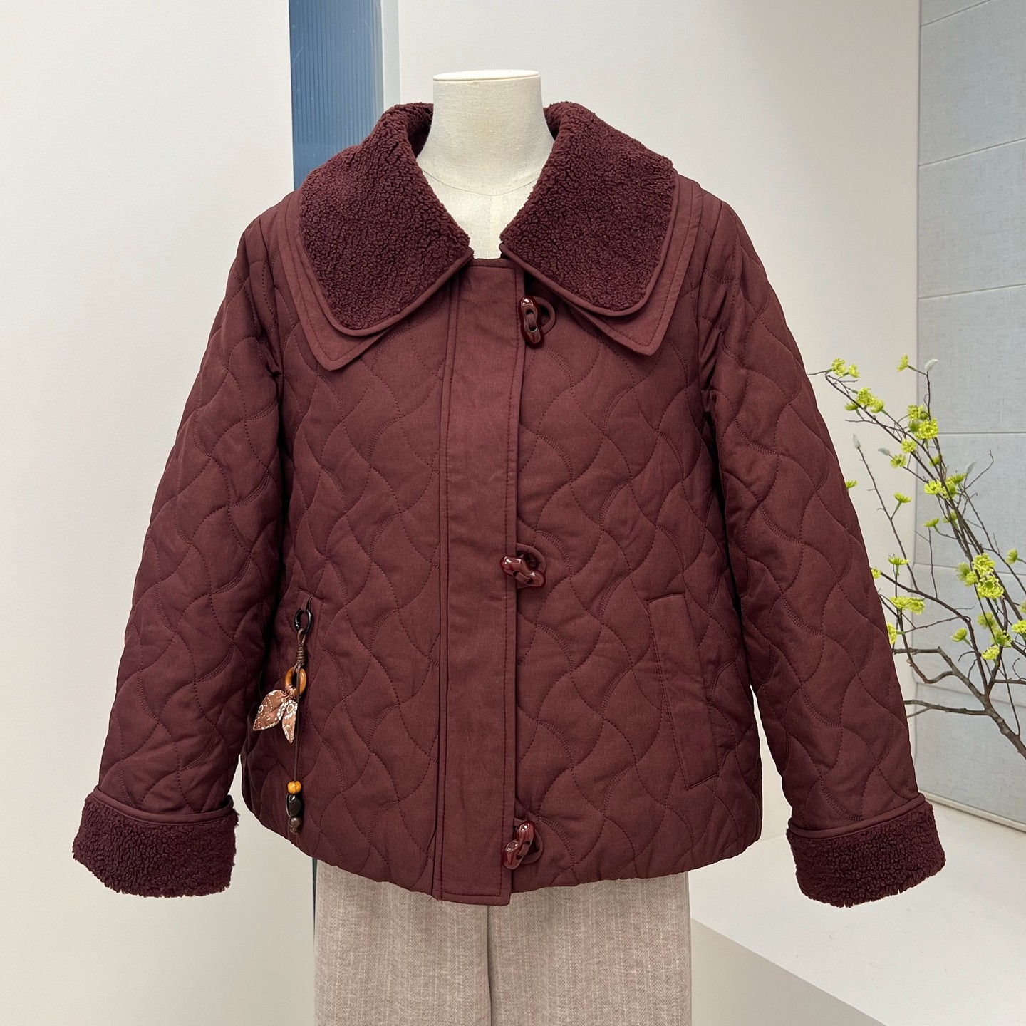 冬季妈妈装新款加厚棉服拉链外套