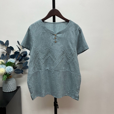夏季薄款奶奶装棉麻T恤短袖上衣