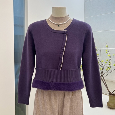 冬季假两件妈妈装加绒加厚毛衣