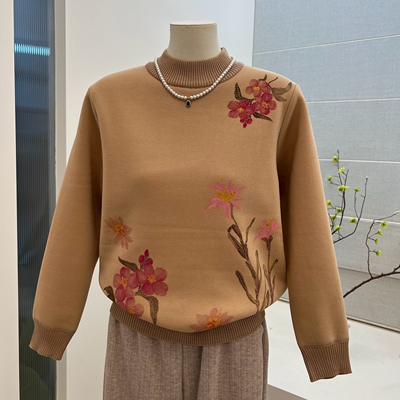 冬季中老年妈妈装加绒加厚毛衣