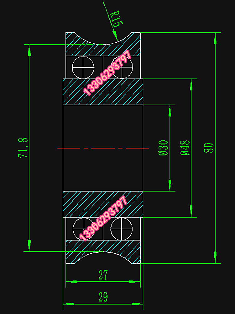 0mm30度双mm厚2球列滑轮导向/mm内8U型槽精密9m7R15/径外径轴承 五金/工具 深沟球轴承 原图主图