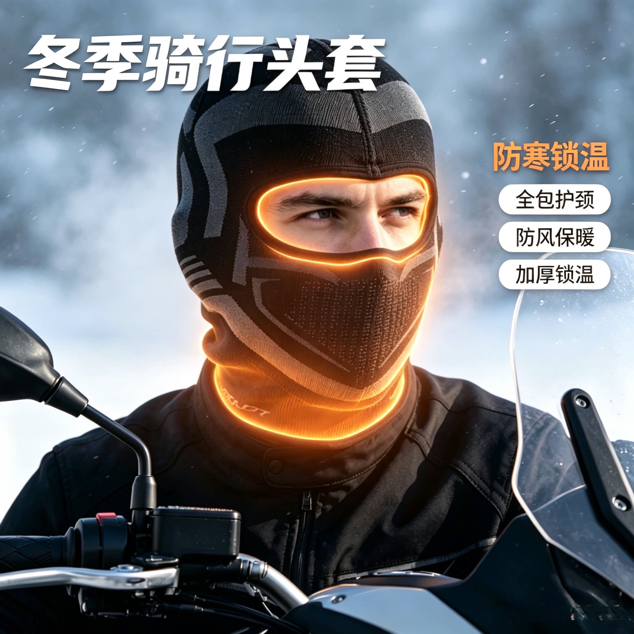 摩托车头套冬季保暖全盔半盔通用防风寒护脸骑行面罩加绒加厚头罩